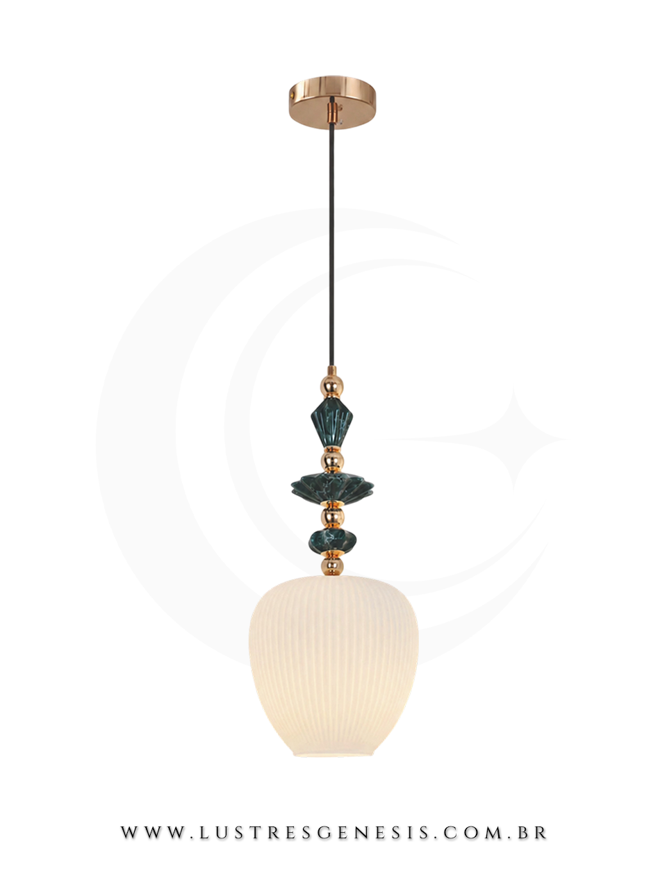 Lustre Pendente Escandinava Dourado com Cer&acirc;mica Para Quarto, Bancada Gourmet e Cabeceira de Cama